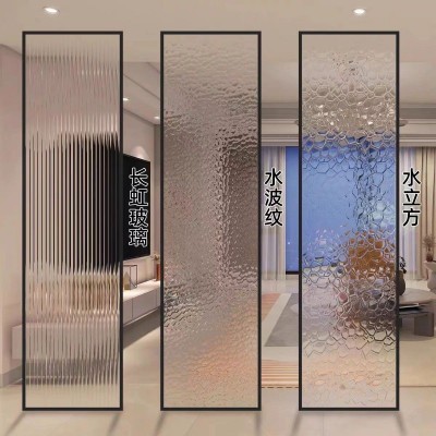 长虹艺术玻璃屏风隔断客厅简约现代铝合金网红餐厅酒店卫生间隔断图3