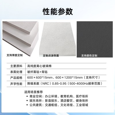 玻纤天花板玻璃纤维隔音吸音板吊顶材料A级防火强吸音玻纤吸音板图2