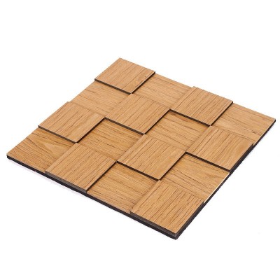 跨境科技木皮棋盘格 隔音墙板木制吸音板源头消音格栅板墙面装饰图3