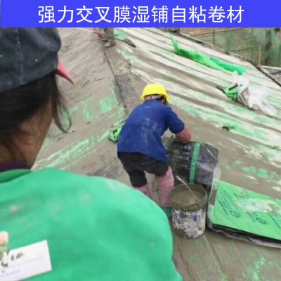 高分子预铺湿铺强力交叉膜快速反应粘湿铺自粘防水卷材