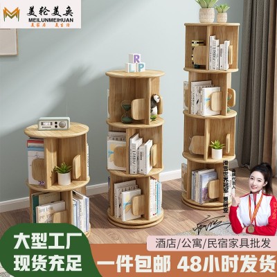 实木橡胶木旋转书柜书架儿童玩具收纳柜落地书籍绘本展示架柜子图4