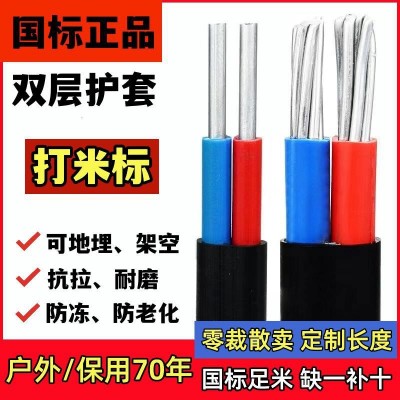 国标2芯护套线铝芯家用户外电线4/6101625平方双芯铝电缆线防老化图5