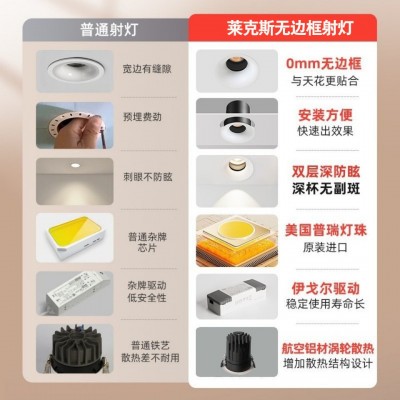 无边框筒灯嵌入式可可蛋奶春雨乳胶漆同色油风中古奶防眩普瑞射灯图3